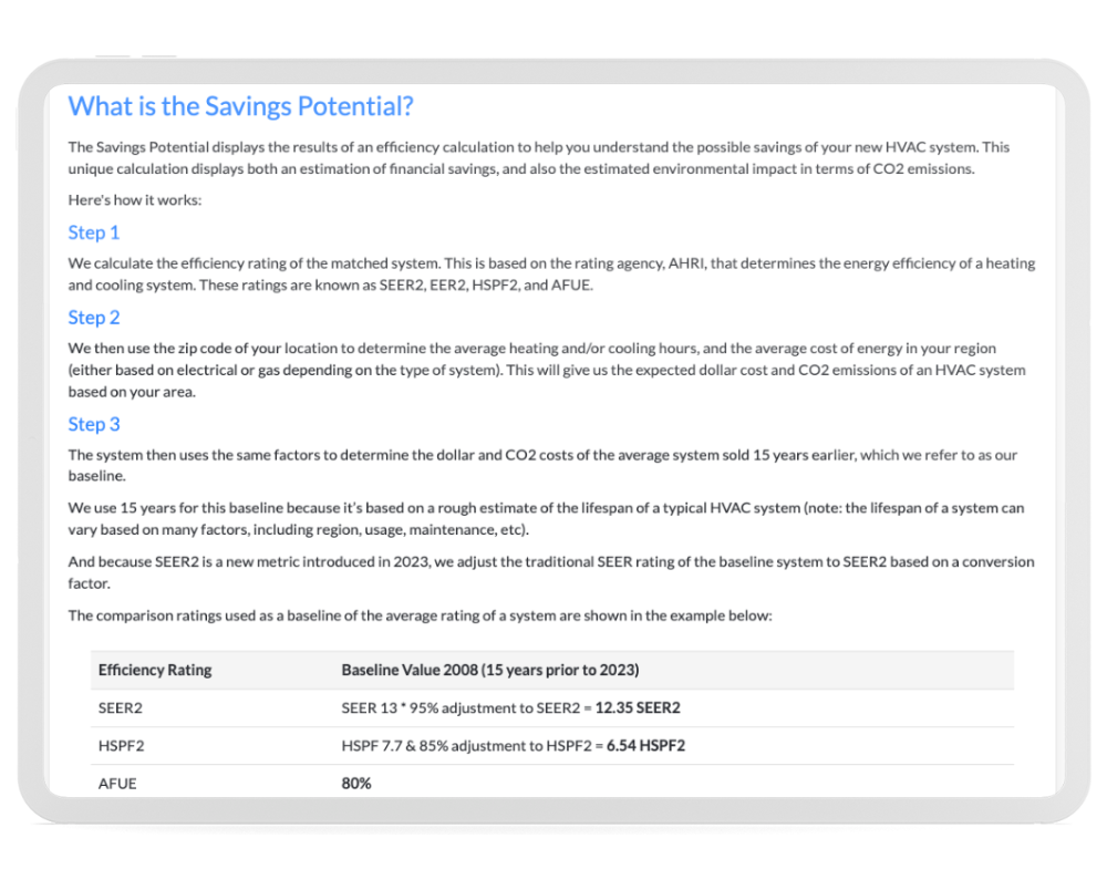 Savings Potential Explained