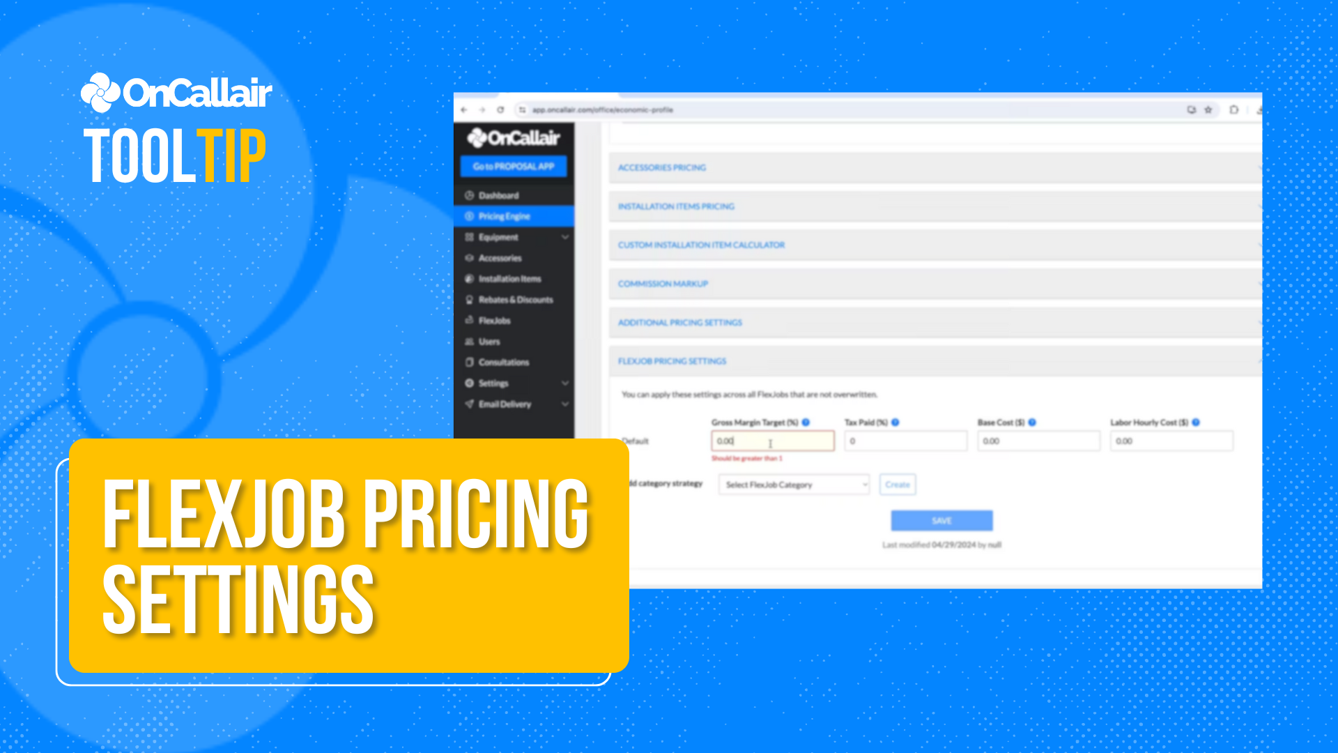 Flexjob Pricing Settings