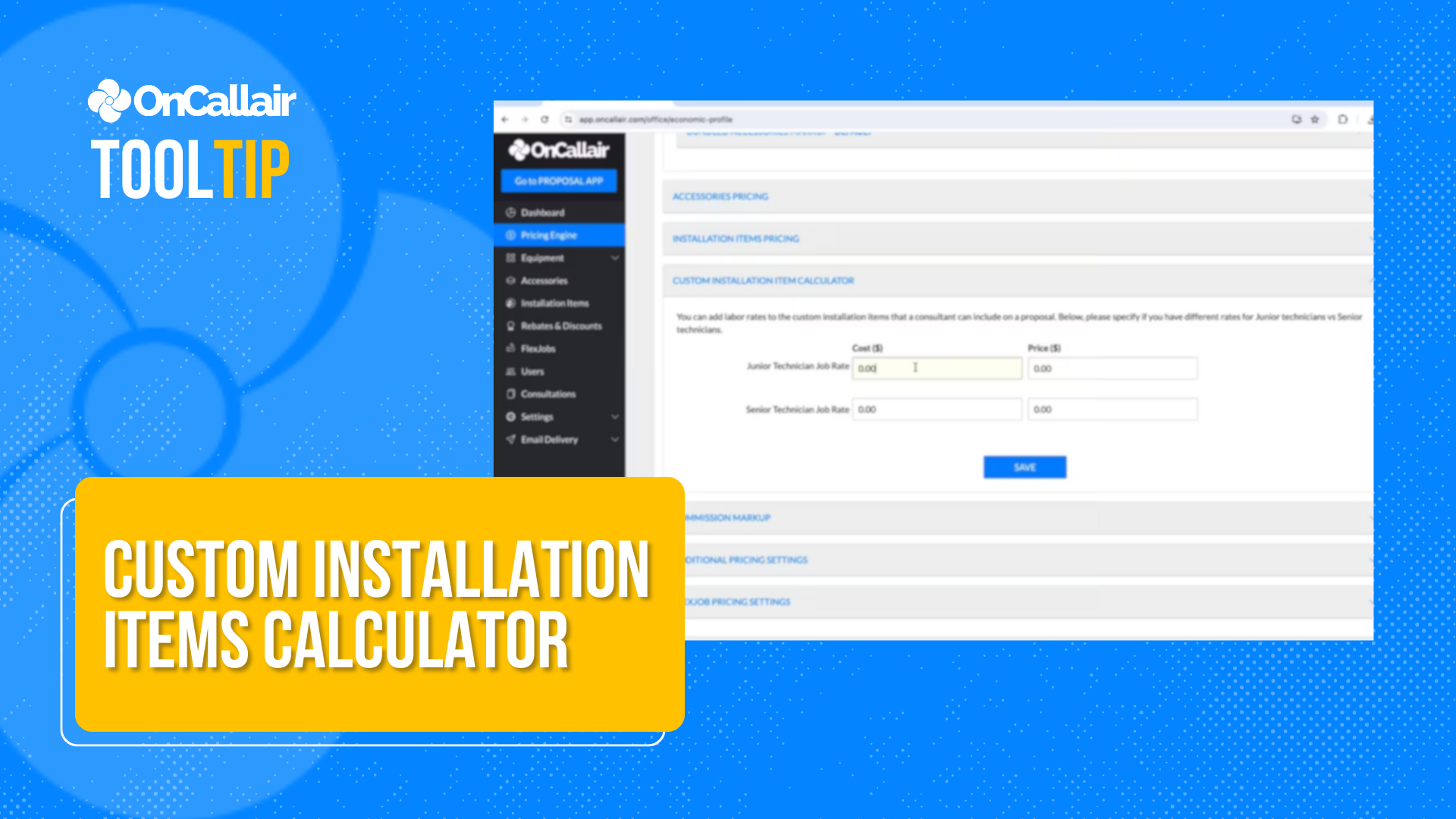 Custom Installation items Calculator