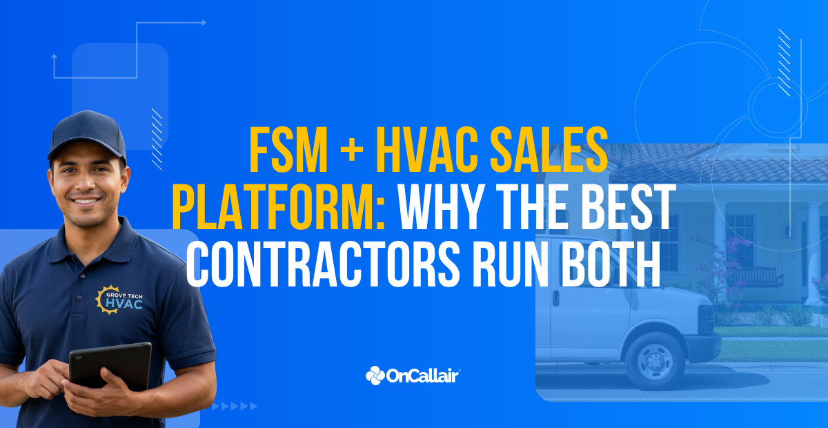 HVAC technician with tablet standing beside his service van parked in front of a residential home, ready to meet the homeowner.