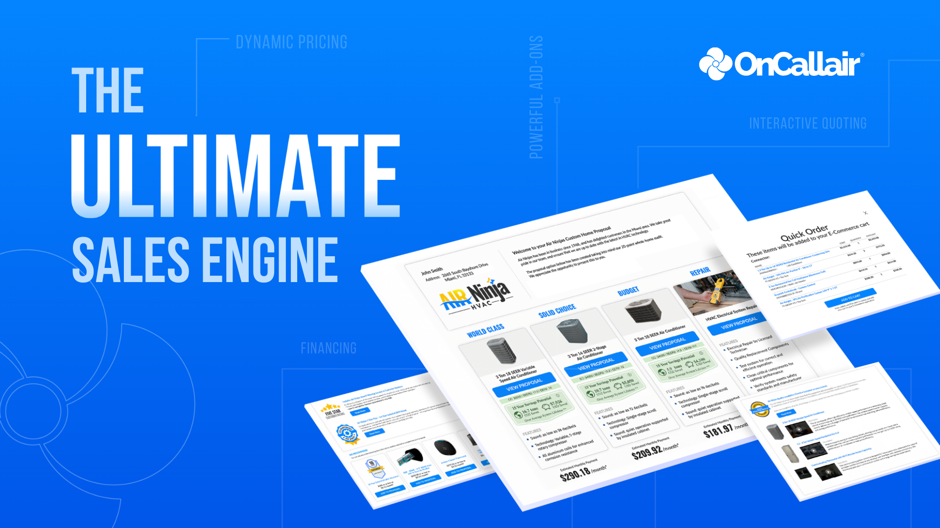 OnCall Air is the game-changing HVAC sales platform built to empower contractors to close more deals faster and outperform the competition. Our solution combines innovative technology with industry-specific tools to help streamline your entire sales process from quote to close. Learn more: https://www.oncallair.com/