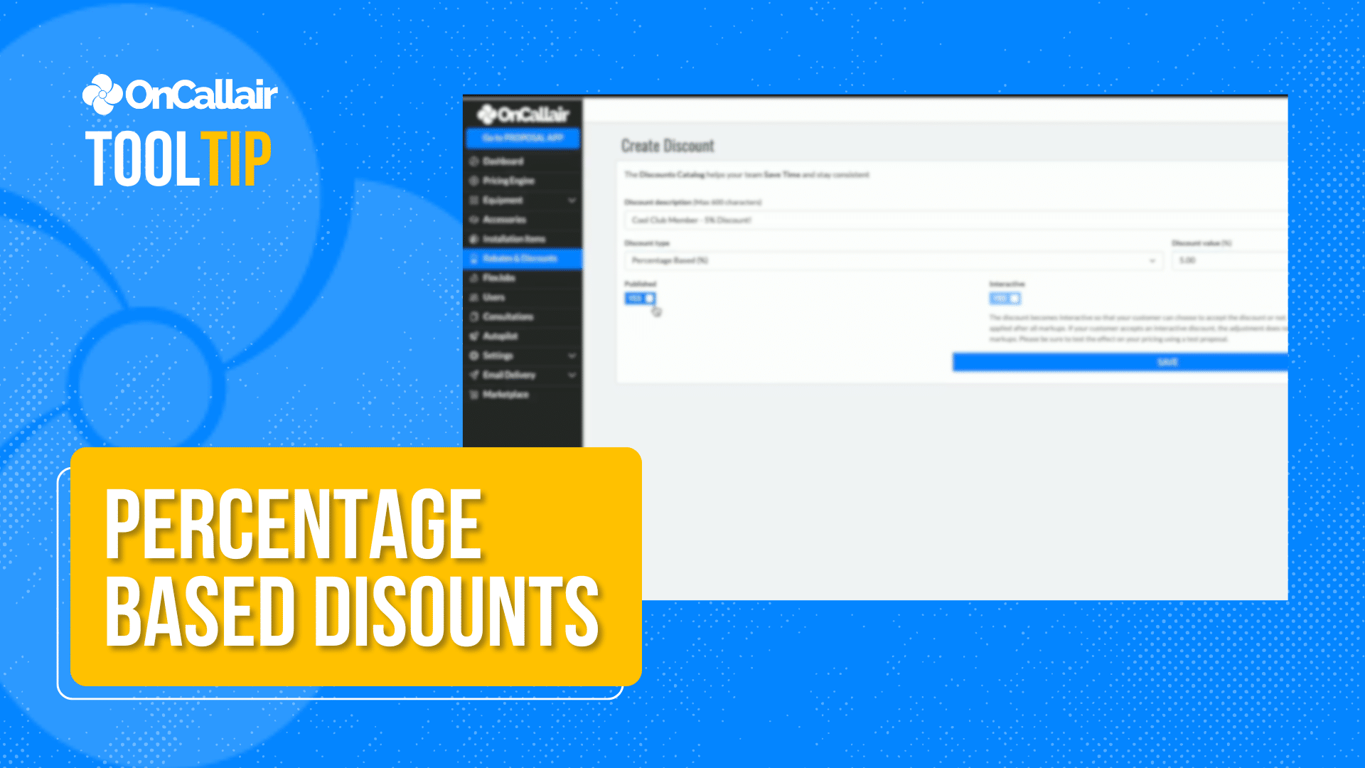 OnCall Air Tooltip - Percentage Based Discounts