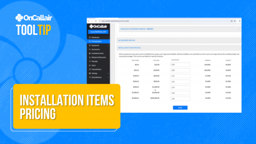 installation items Pricing
